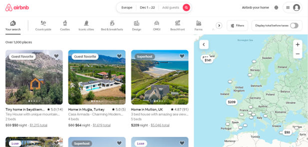 Screenshot from the Airbnb website.